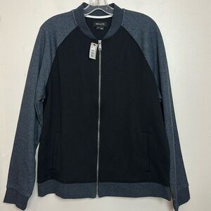 RW&Co Two-Tone Zip-Up Bomber Sweater Jacket